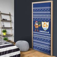 Anguilla Christmas Door Cover with Santa Pineapple Floral Tree Island Crest and Tropical Pattern Design - Wonder Print Shop