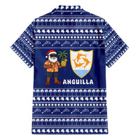 Anguilla Christmas Family Matching Long Sleeve Bodycon Dress and Hawaiian Shirt with Santa Pineapple Floral Tree Island Crest and Tropical Pattern Design - Wonder Print Shop