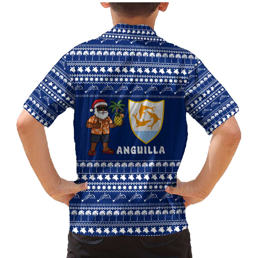 Anguilla Christmas Family Matching Mermaid Dress and Hawaiian Shirt with Santa Pineapple Floral Tree Island Crest and Tropical Pattern Design - Wonder Print Shop