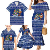 Anguilla Christmas Family Matching Mermaid Dress and Hawaiian Shirt with Santa Pineapple Floral Tree Island Crest and Tropical Pattern Design - Wonder Print Shop