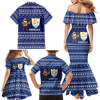 Anguilla Christmas Family Matching Mermaid Dress and Hawaiian Shirt with Santa Pineapple Floral Tree Island Crest and Tropical Pattern Design - Wonder Print Shop