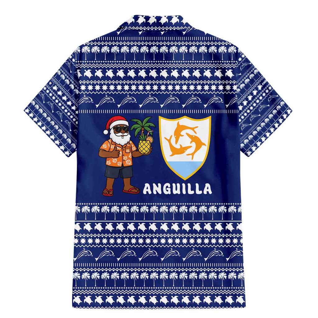 Anguilla Christmas Family Matching Mermaid Dress and Hawaiian Shirt with Santa Pineapple Floral Tree Island Crest and Tropical Pattern Design - Wonder Print Shop