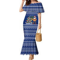 Anguilla Christmas Family Matching Mermaid Dress and Hawaiian Shirt with Santa Pineapple Floral Tree Island Crest and Tropical Pattern Design - Wonder Print Shop
