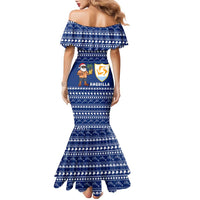 Anguilla Christmas Family Matching Mermaid Dress and Hawaiian Shirt with Santa Pineapple Floral Tree Island Crest and Tropical Pattern Design - Wonder Print Shop