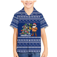 Anguilla Christmas Family Matching Mermaid Dress and Hawaiian Shirt with Santa Pineapple Floral Tree Island Crest and Tropical Pattern Design - Wonder Print Shop
