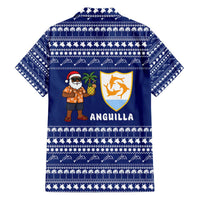 Anguilla Christmas Family Matching Off The Shoulder Long Sleeve Dress and Hawaiian Shirt with Santa Pineapple Floral Tree Island Crest and Tropical Pattern Design - Wonder Print Shop