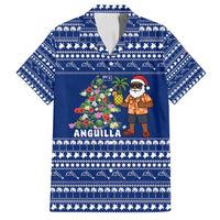 Anguilla Christmas Family Matching Off Shoulder Maxi Dress and Hawaiian Shirt with Santa Pineapple Floral Tree Island Crest and Tropical Pattern Design - Wonder Print Shop