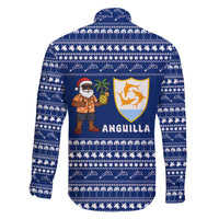 Anguilla Christmas Family Matching Off Shoulder Maxi Dress and Hawaiian Shirt with Santa Pineapple Floral Tree Island Crest and Tropical Pattern Design - Wonder Print Shop