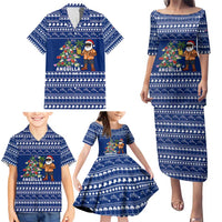 Anguilla Christmas Family Matching Puletasi and Hawaiian Shirt with Santa Pineapple Floral Tree Island Crest and Tropical Pattern Design - Wonder Print Shop