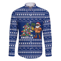 Anguilla Christmas Family Matching Short Sleeve Bodycon Dress and Hawaiian Shirt with Santa Pineapple Floral Tree Island Crest and Tropical Pattern Design - Wonder Print Shop