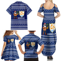 Anguilla Christmas Family Matching Summer Maxi Dress and Hawaiian Shirt with Santa Pineapple Floral Tree Island Crest and Tropical Pattern Design - Wonder Print Shop