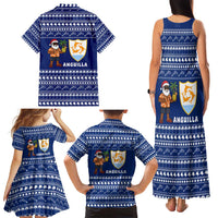 Anguilla Christmas Family Matching Tank Maxi Dress and Hawaiian Shirt with Santa Pineapple Floral Tree Island Crest and Tropical Pattern Design - Wonder Print Shop