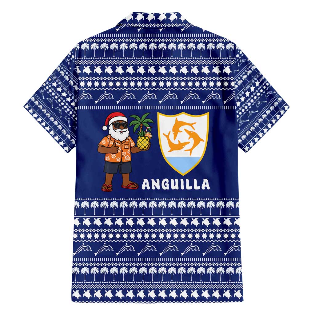 Anguilla Christmas Family Matching Tank Maxi Dress and Hawaiian Shirt with Santa Pineapple Floral Tree Island Crest and Tropical Pattern Design - Wonder Print Shop