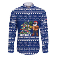 Anguilla Christmas Family Matching Tank Maxi Dress and Hawaiian Shirt with Santa Pineapple Floral Tree Island Crest and Tropical Pattern Design - Wonder Print Shop