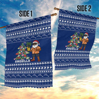 Anguilla Christmas Garden Flag with Santa Pineapple Floral Tree Island Crest and Tropical Pattern Design - Wonder Print Shop