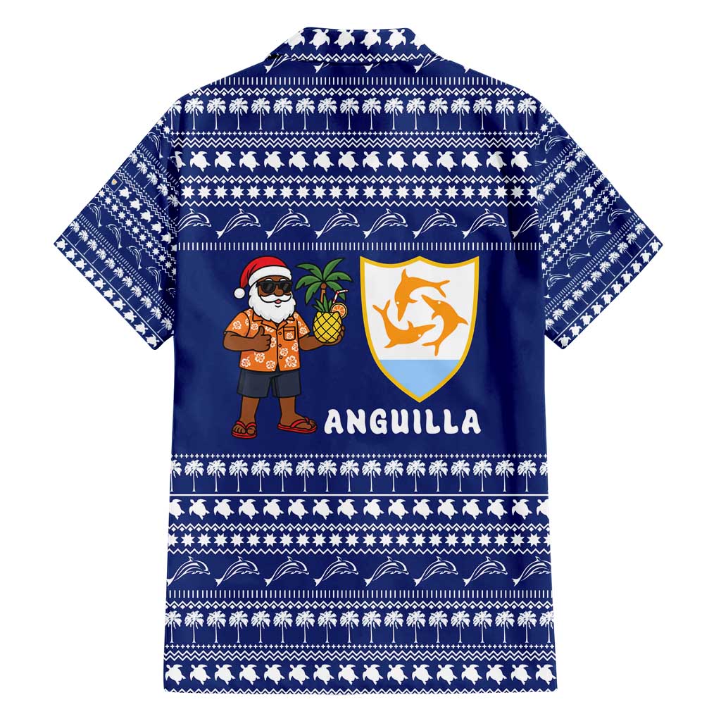 Anguilla Christmas Hawaiian Shirt with Santa Pineapple Floral Tree Island Crest and Tropical Pattern Design - Wonder Print Shop