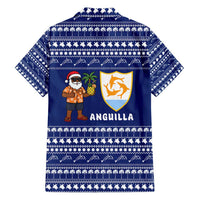 Anguilla Christmas Hawaiian Shirt with Santa Pineapple Floral Tree Island Crest and Tropical Pattern Design - Wonder Print Shop