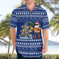 Anguilla Christmas Hawaiian Shirt with Santa Pineapple Floral Tree Island Crest and Tropical Pattern Design - Wonder Print Shop