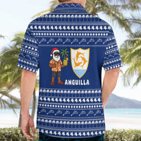 Anguilla Christmas Hawaiian Shirt with Santa Pineapple Floral Tree Island Crest and Tropical Pattern Design - Wonder Print Shop