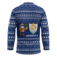 Anguilla Christmas Hockey Jersey with Santa Pineapple Floral Tree Island Crest and Tropical Pattern Design - Wonder Print Shop