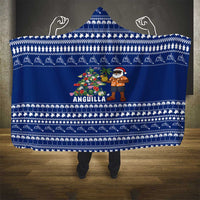 Anguilla Christmas Hooded Blanket with Santa Pineapple Floral Tree Island Crest and Tropical Pattern Design - Wonder Print Shop