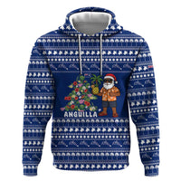 Anguilla Christmas Hoodie with Santa Pineapple Floral Tree Island Crest and Tropical Pattern Design - Wonder Print Shop