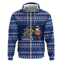 Anguilla Christmas Hoodie with Santa Pineapple Floral Tree Island Crest and Tropical Pattern Design - Wonder Print Shop