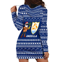 Anguilla Christmas Hoodie Dress with Santa Pineapple Floral Tree Island Crest and Tropical Pattern Design - Wonder Print Shop