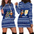 Anguilla Christmas Hoodie Dress with Santa Pineapple Floral Tree Island Crest and Tropical Pattern Design - Wonder Print Shop