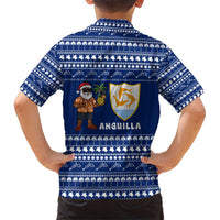Anguilla Christmas Kid Hawaiian Shirt with Santa Pineapple Floral Tree Island Crest and Tropical Pattern Design - Wonder Print Shop