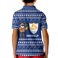 Anguilla Christmas Kid Polo Shirt with Santa Pineapple Floral Tree Island Crest and Tropical Pattern Design - Wonder Print Shop