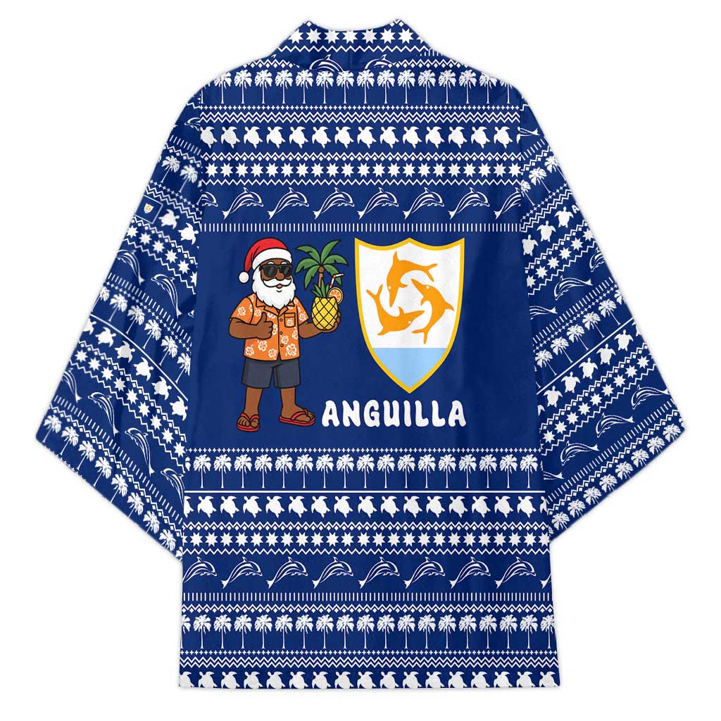 Anguilla Christmas Kimono with Santa Pineapple Floral Tree Island Crest and Tropical Pattern Design - Wonder Print Shop