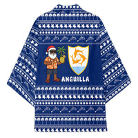 Anguilla Christmas Kimono with Santa Pineapple Floral Tree Island Crest and Tropical Pattern Design - Wonder Print Shop