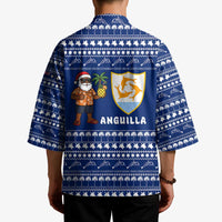 Anguilla Christmas Kimono with Santa Pineapple Floral Tree Island Crest and Tropical Pattern Design - Wonder Print Shop