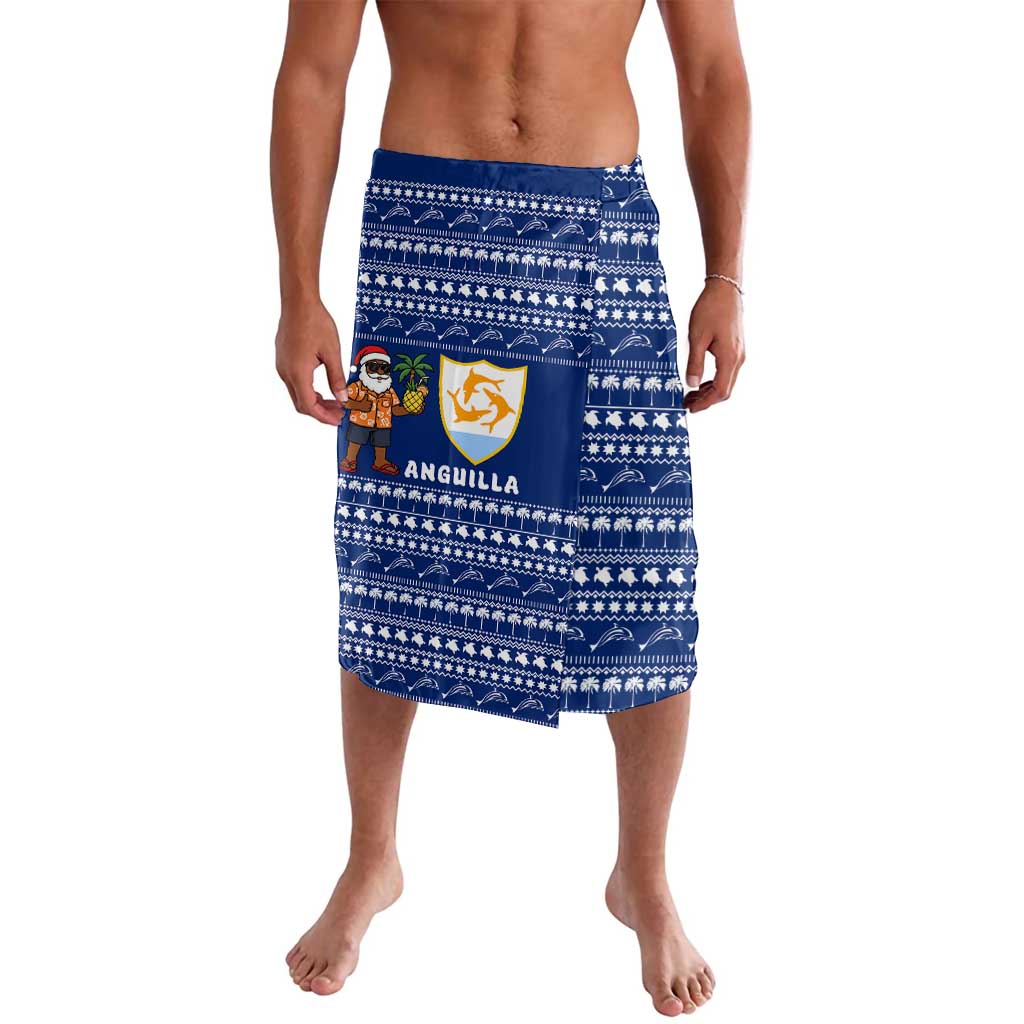 Anguilla Christmas Lavalava with Santa Pineapple Floral Tree Island Crest and Tropical Pattern Design - Wonder Print Shop