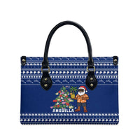 Anguilla Christmas Leather Bag with Santa Pineapple Floral Tree Island Crest and Tropical Pattern Design - Wonder Print Shop
