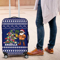 Anguilla Christmas Luggage Cover with Santa Pineapple Floral Tree Island Crest and Tropical Pattern Design - Wonder Print Shop