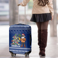Anguilla Christmas Luggage Cover with Santa Pineapple Floral Tree Island Crest and Tropical Pattern Design - Wonder Print Shop