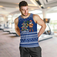 Anguilla Christmas Men Tank Top with Santa Pineapple Floral Tree Island Crest and Tropical Pattern Design - Wonder Print Shop