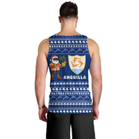Anguilla Christmas Men Tank Top with Santa Pineapple Floral Tree Island Crest and Tropical Pattern Design - Wonder Print Shop