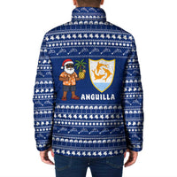 Anguilla Christmas Padded Jacket with Santa Pineapple Floral Tree Island Crest and Tropical Pattern Design - Wonder Print Shop