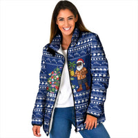 Anguilla Christmas Padded Jacket with Santa Pineapple Floral Tree Island Crest and Tropical Pattern Design - Wonder Print Shop