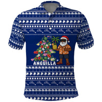 Anguilla Christmas Polo Shirt with Santa Pineapple Floral Tree Island Crest and Tropical Pattern Design - Wonder Print Shop
