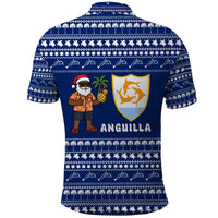 Anguilla Christmas Polo Shirt with Santa Pineapple Floral Tree Island Crest and Tropical Pattern Design - Wonder Print Shop