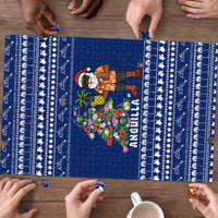 Anguilla Christmas Puzzle with Santa Pineapple Floral Tree Island Crest and Tropical Pattern Design - Wonder Print Shop