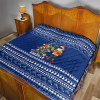 Anguilla Christmas Quilt with Santa Pineapple Floral Tree Island Crest and Tropical Pattern Design - Wonder Print Shop