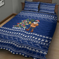 Anguilla Christmas Quilt Bed Set with Santa Pineapple Floral Tree Island Crest and Tropical Pattern Design - Wonder Print Shop