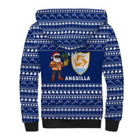 Anguilla Christmas Sherpa Hoodie with Santa Pineapple Floral Tree Island Crest and Tropical Pattern Design - Wonder Print Shop