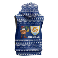 Anguilla Christmas Sleeveless Hoodie with Santa Pineapple Floral Tree Island Crest and Tropical Pattern Design - Wonder Print Shop