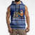 Anguilla Christmas Sleeveless Zip Hoodie with Santa Pineapple Floral Tree Island Crest and Tropical Pattern Design - Wonder Print Shop